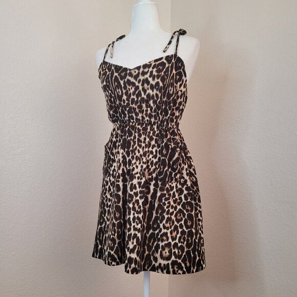 Smoke And Mirrors Vintage Mini Dress Leopard Front Pockets Y2K Star loved Brand - Picture 2 of 12